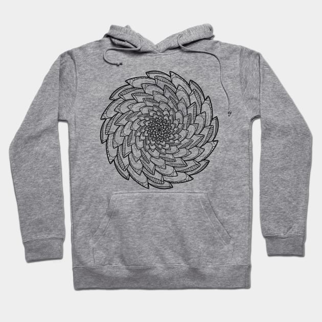 Floral Spiral Mandala Line Art Hoodie by Print Art Station